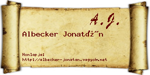 Albecker Jonatán névjegykártya